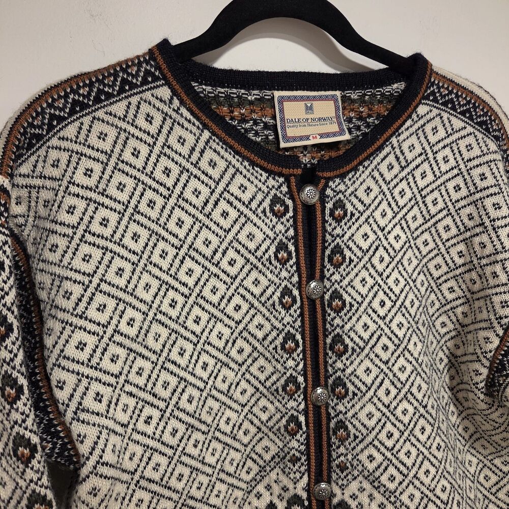 DALE OF NORWAY Fair Isle Knit Wool Cardigan Sweater Medium Nordic Vintage Multi - Picture 2 of 13